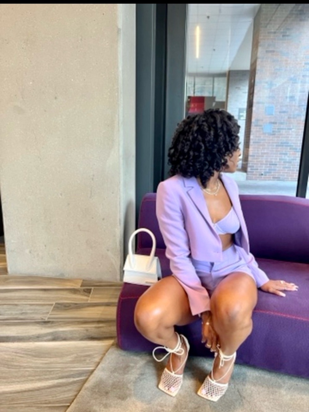 Zara Lavender Cropped Blazer and Tailored High-Waist Shorts